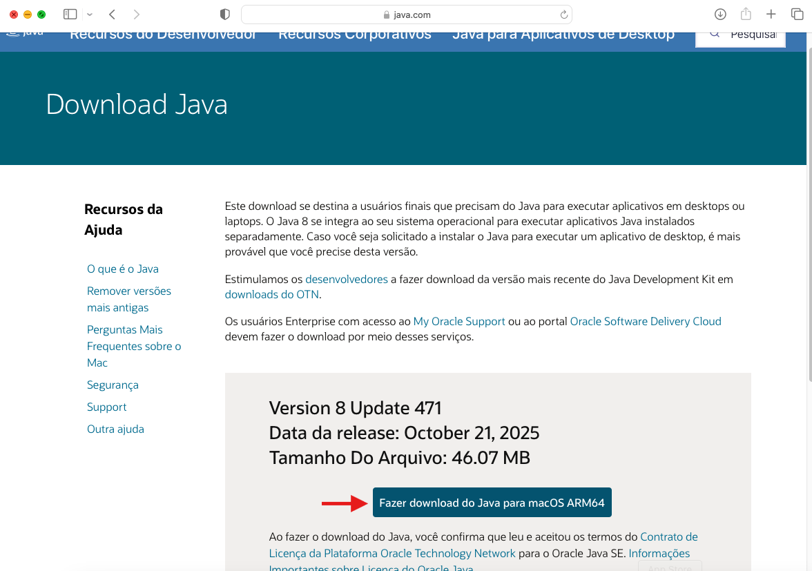 Download pacote java